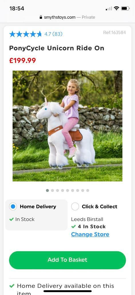 unicorn ride on smyths